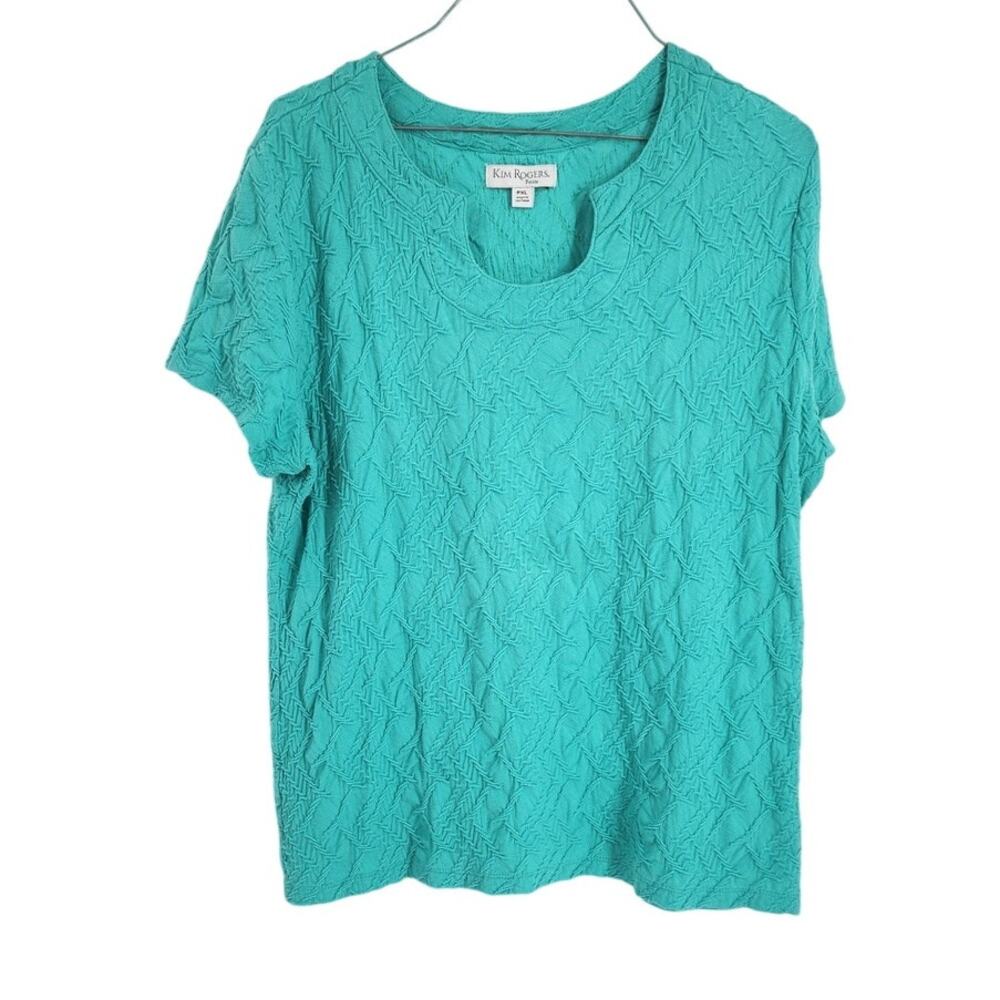 Kim Rogers Blue Short Sleeve Top - Women's Petite XL